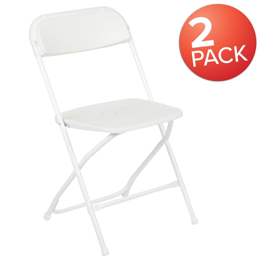 Plastic Folding Chair White - 2 Pack 650LB Weight Capacity. Picture 13