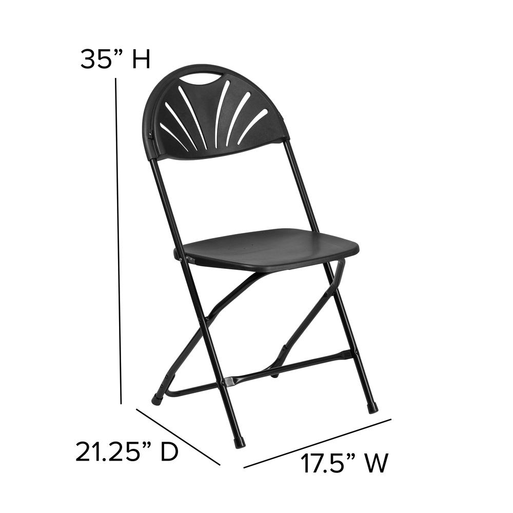 650 lb. Capacity Black Plastic Fan Back Folding Chair. Picture 2