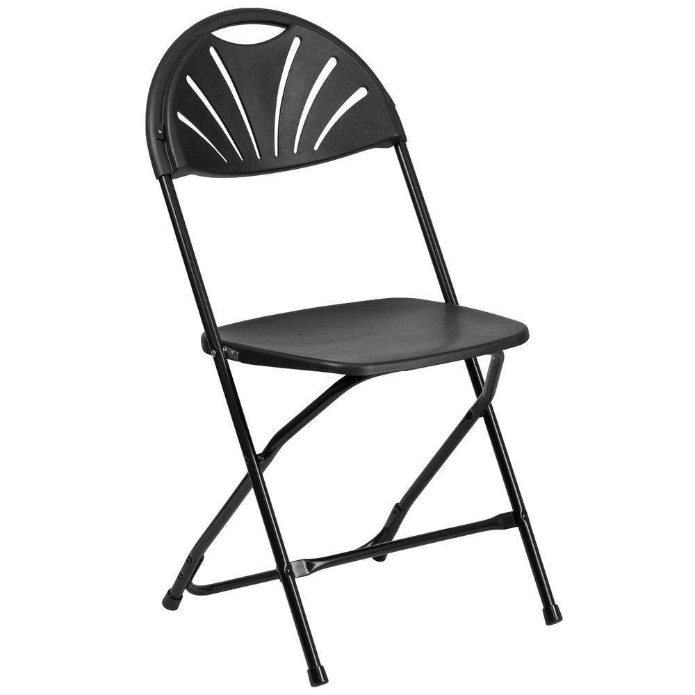 650 lb. Capacity Black Plastic Fan Back Folding Chair. Picture 3