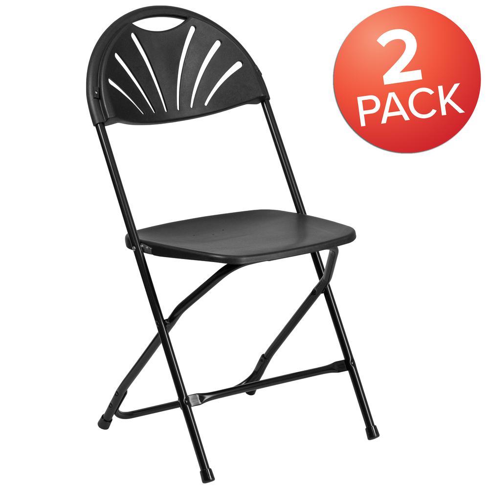 650 lb. Capacity Black Plastic Fan Back Folding Chair. Picture 9