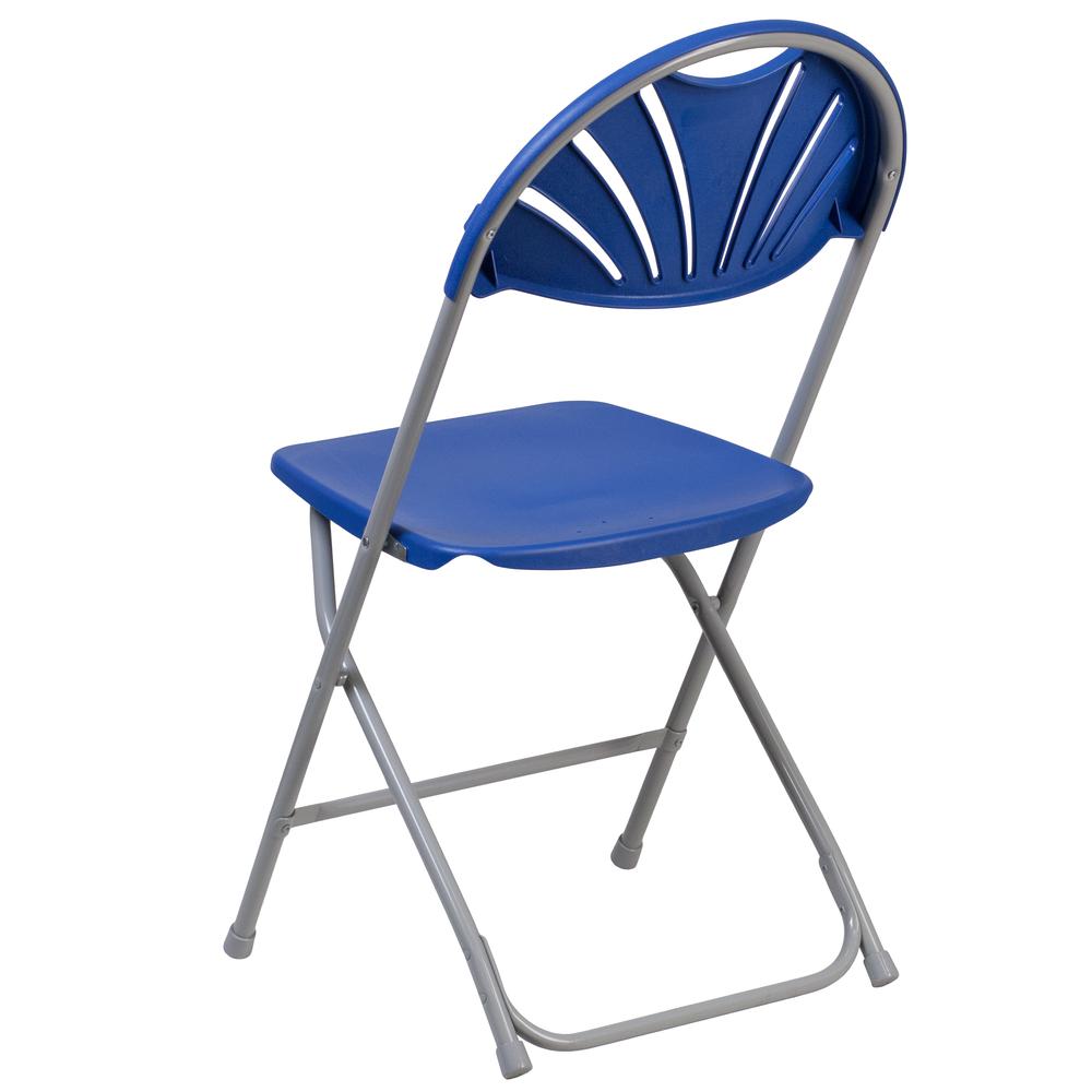 650 lb. Capacity Blue Plastic Fan Back Folding Chair. Picture 5
