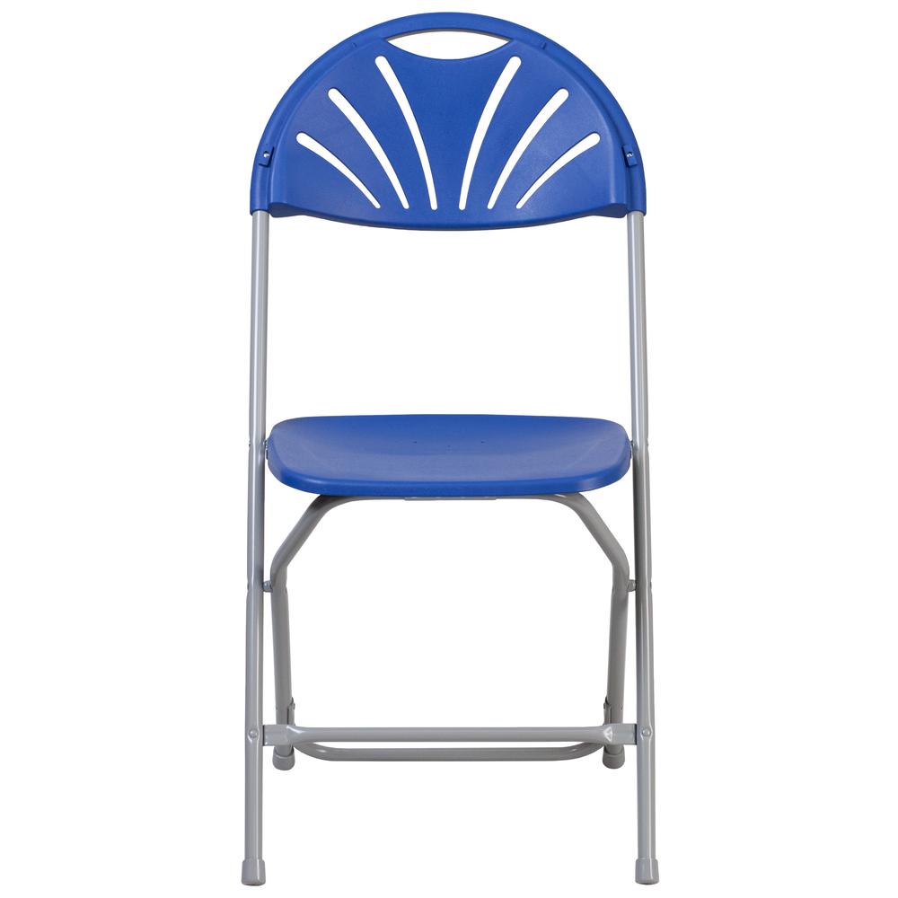 650 lb. Capacity Blue Plastic Fan Back Folding Chair. Picture 6