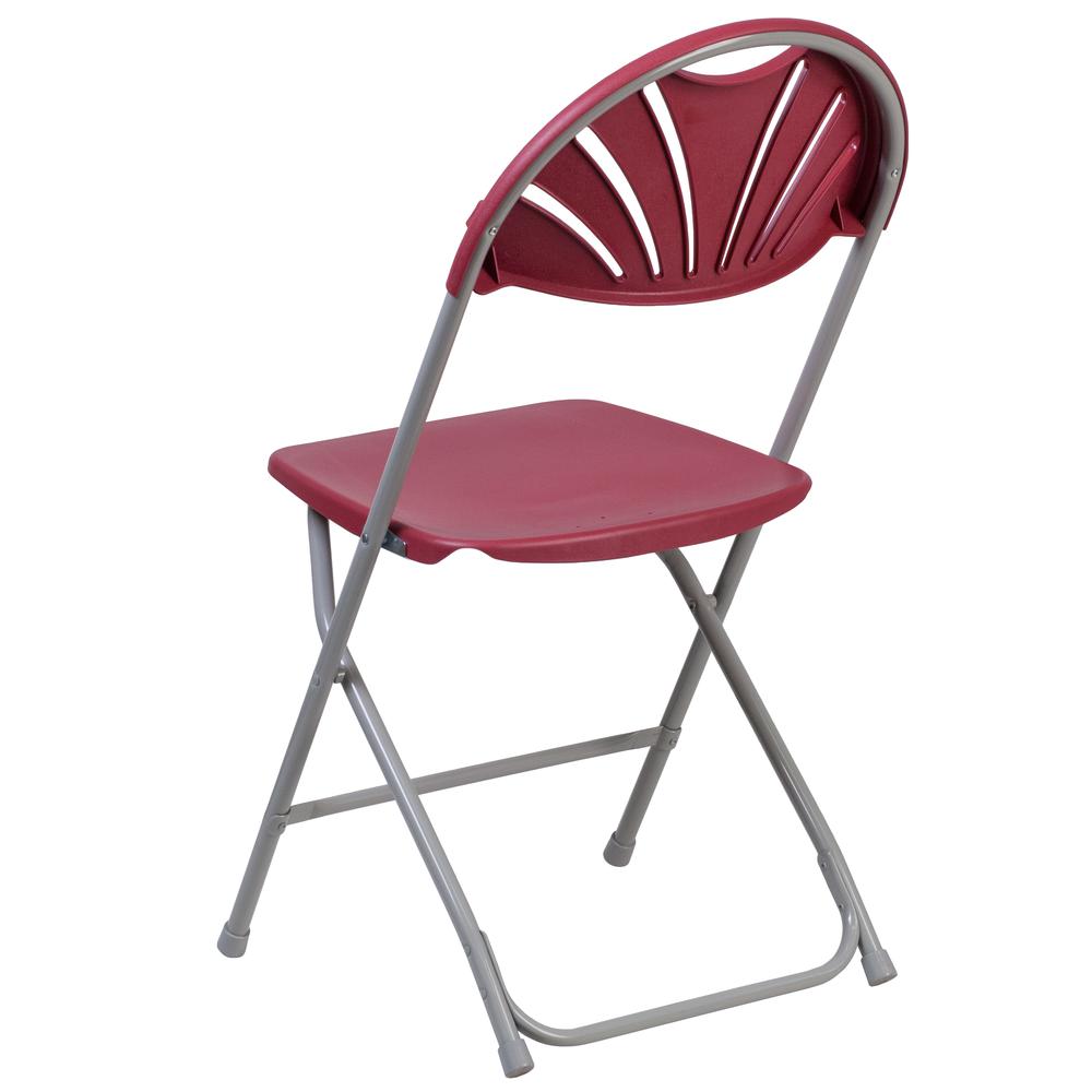 650 lb. Capacity Burgundy Plastic Fan Back Folding Chair. Picture 5