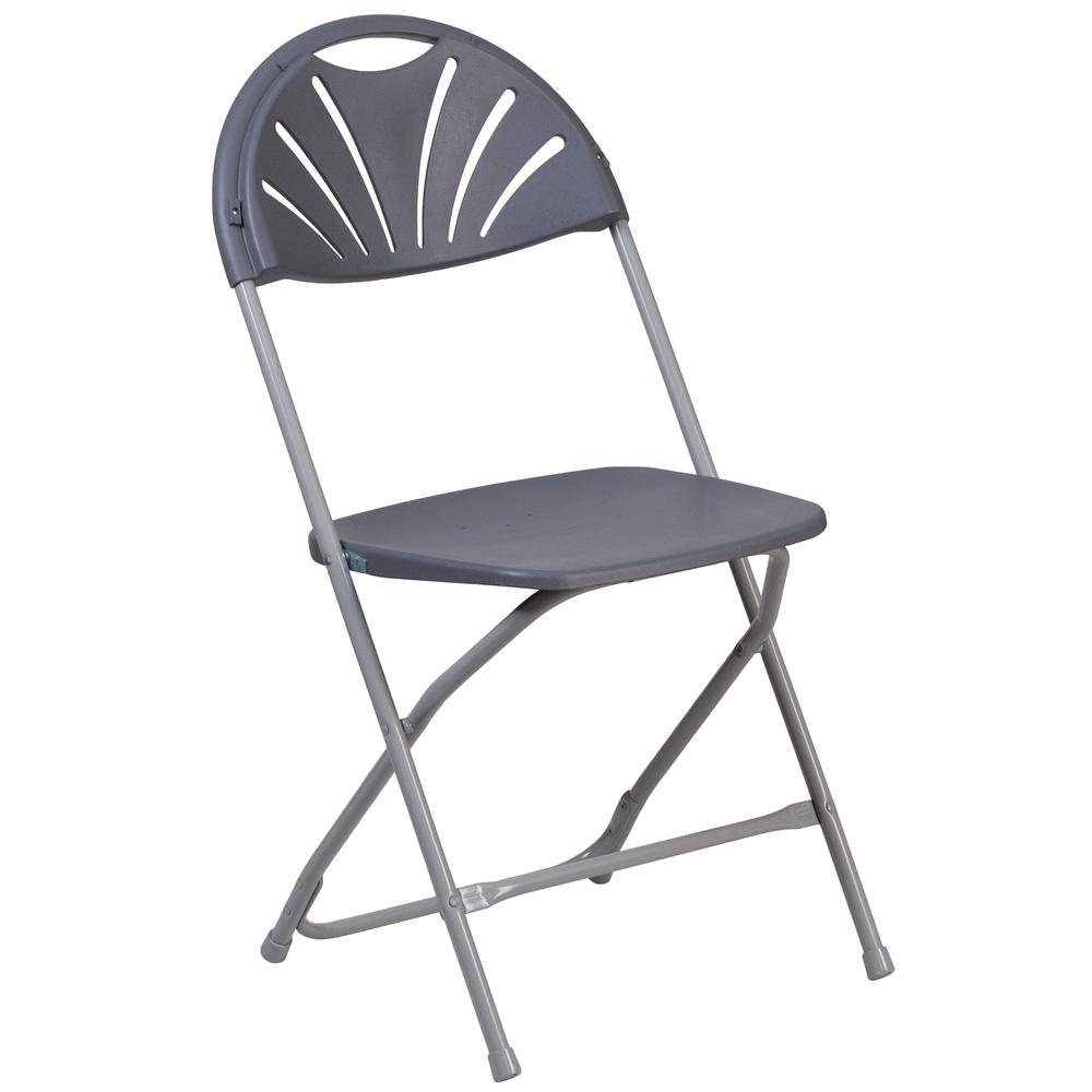 650 lb. Capacity Charcoal Plastic Fan Back Folding Chair. Picture 3
