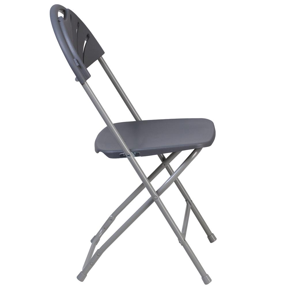 650 lb. Capacity Charcoal Plastic Fan Back Folding Chair. Picture 4