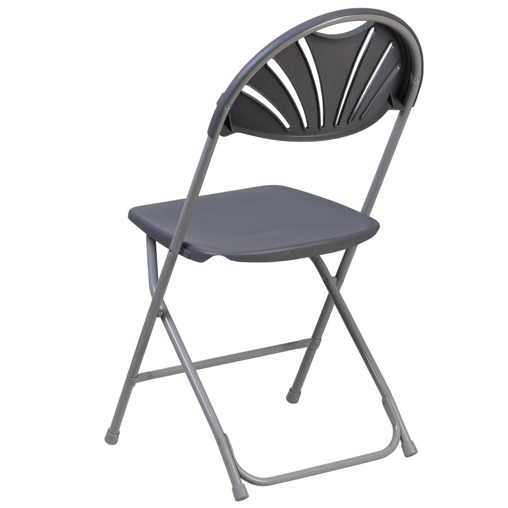 Set of 2 Charcoal Plastic Folding Chairs. Picture 1