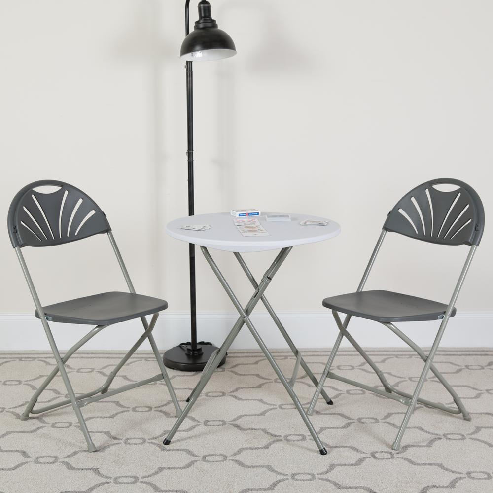 Set of 2 Charcoal Plastic Folding Chairs. Picture 4