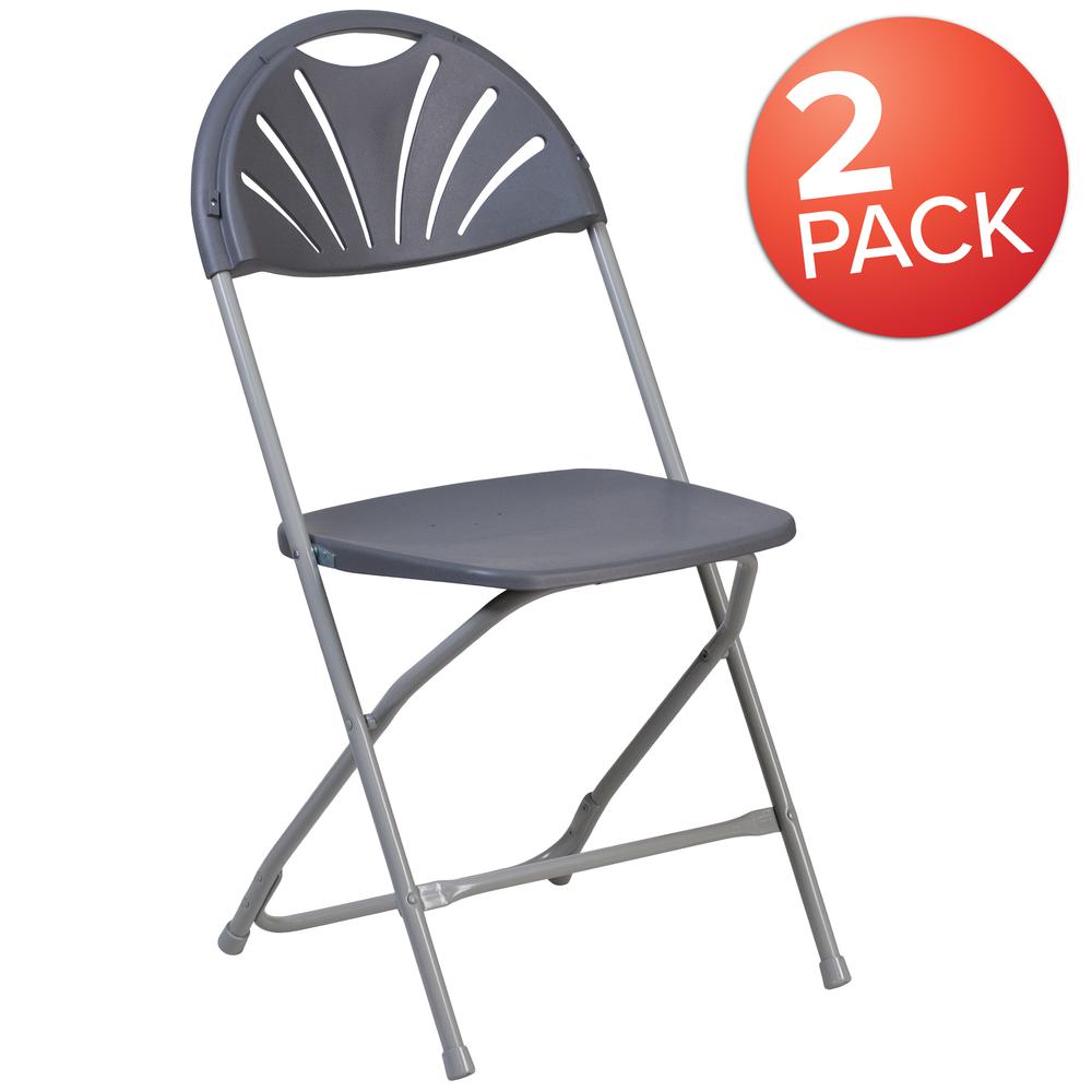 650 lb. Capacity Charcoal Plastic Fan Back Folding Chair. Picture 9