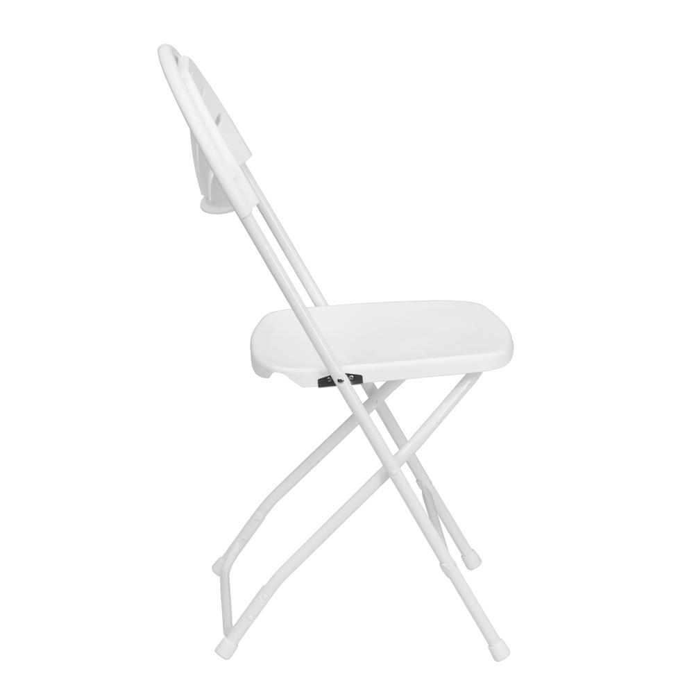 2 Pack 650 lb. Capacity White Plastic Fan Back Folding Chair. Picture 4