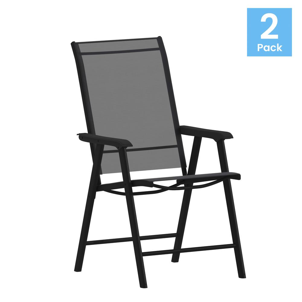 Set of 2 Modern Patio Folding Chairs. Picture 2