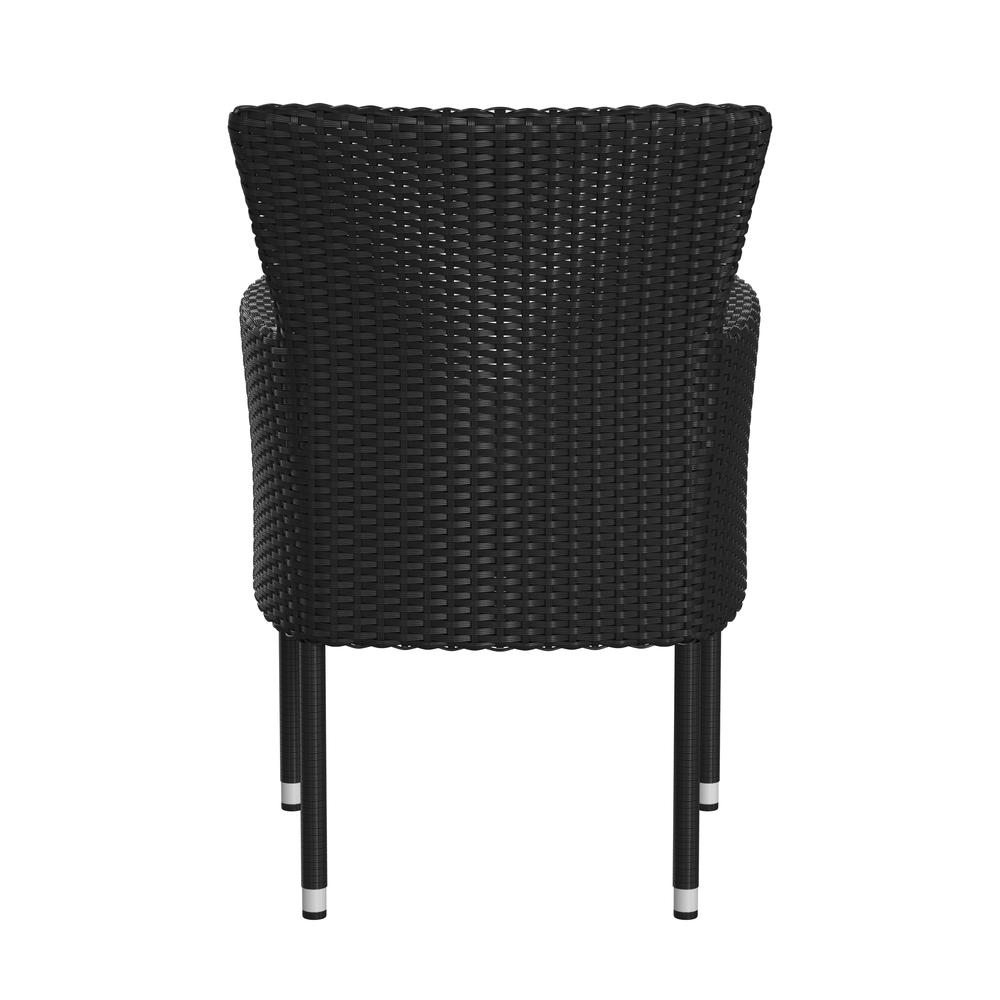 Modern Indoor/Outdoor Wicker Patio Chairs with Cushions - Set of 2. Picture 1