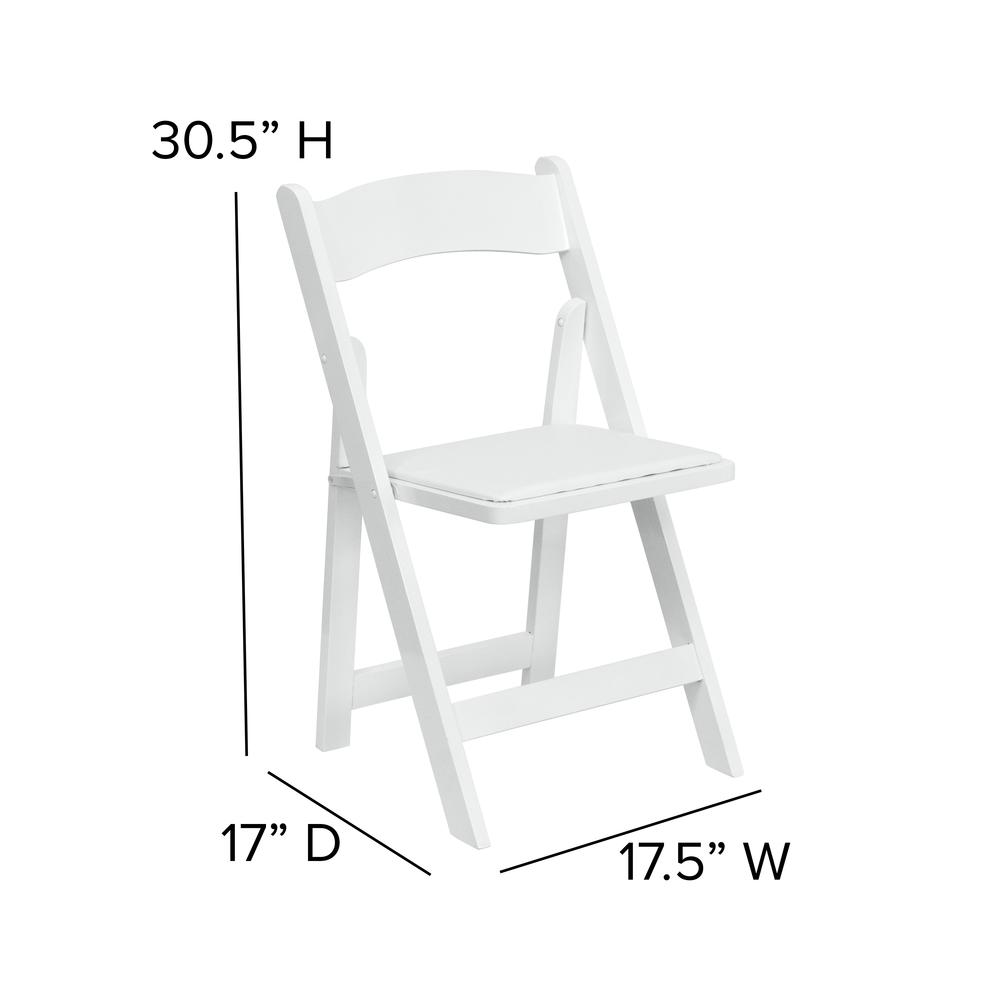 White Wood Folding Chair with Vinyl Padded Seat. Picture 2