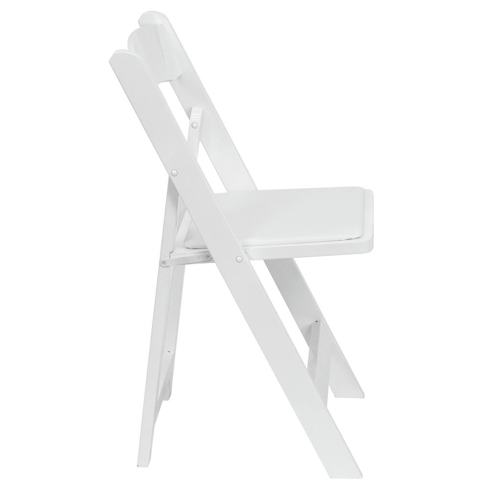 White Wood Folding Chair with Vinyl Padded Seat. Picture 4