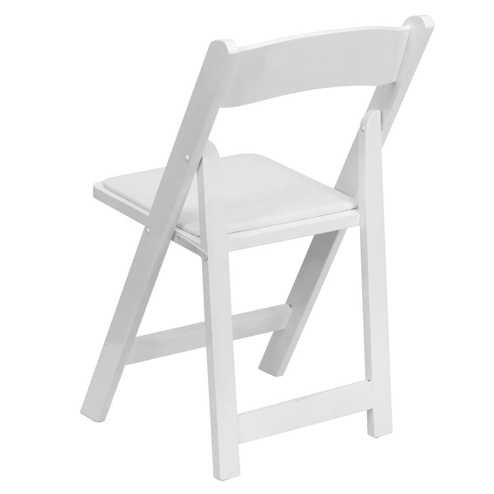 White Wood Folding Chair with Vinyl Padded Seat. Picture 5
