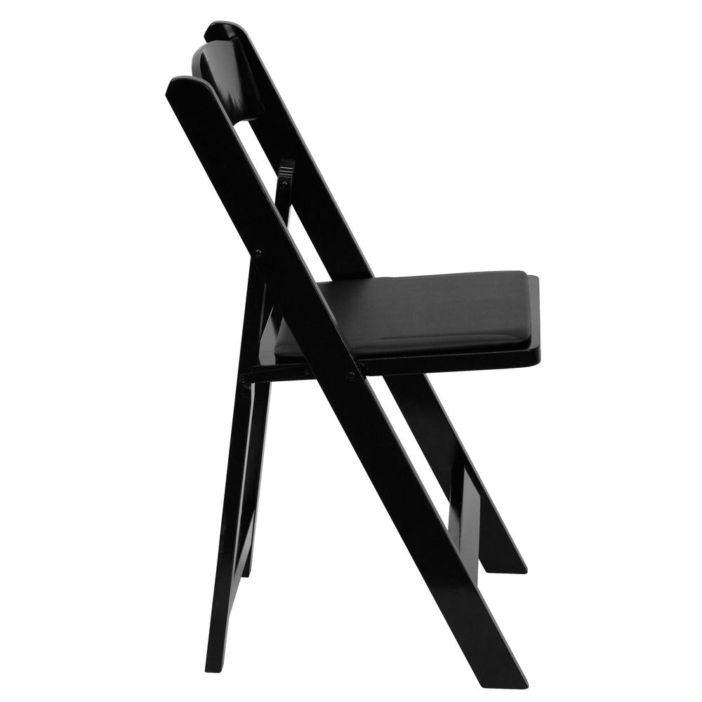 2 Pack Black Wood Folding Chair with Vinyl Padded Seat. Picture 4