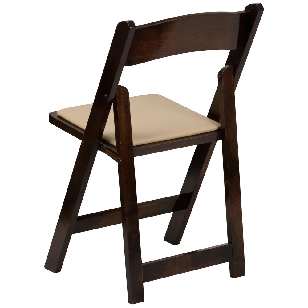 Fruitwood Wood Folding Chair with Vinyl Padded Seat. Picture 5