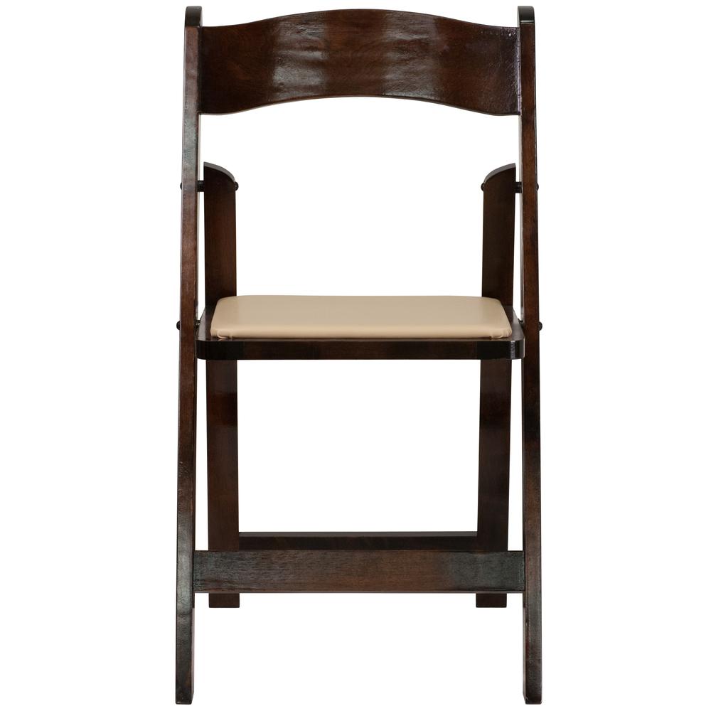 Fruitwood Wood Folding Chair with Vinyl Padded Seat. Picture 6
