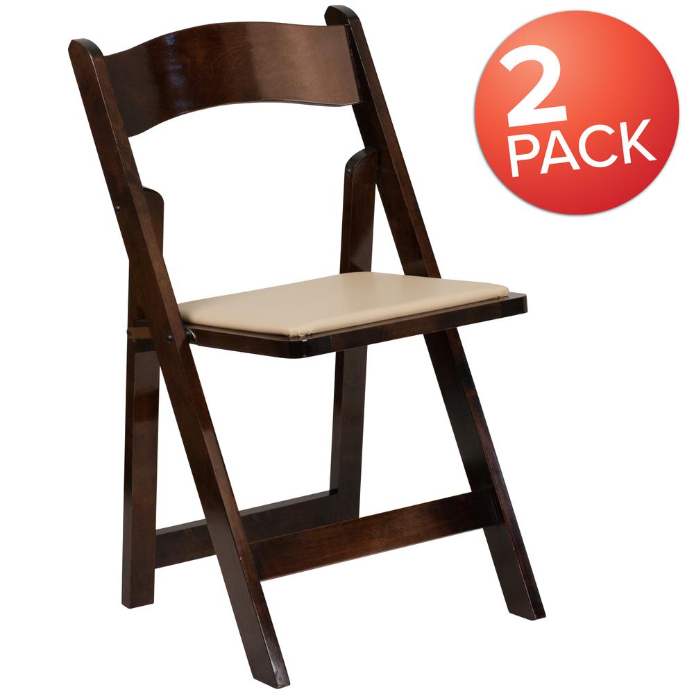 Fruitwood Wood Folding Chair with Vinyl Padded Seat. Picture 9