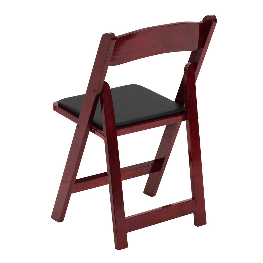 Mahogany Wood Folding Chair with Vinyl Padded Seat. Picture 5