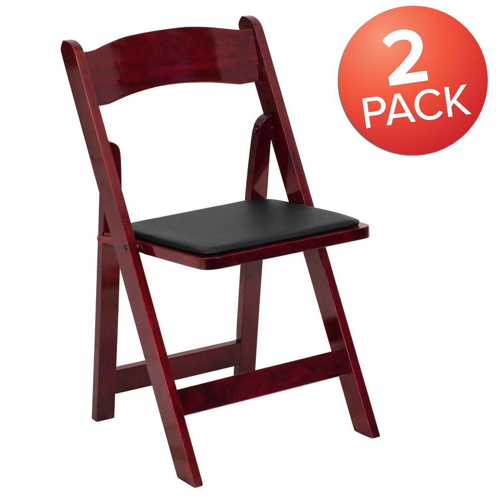 Mahogany Wood Folding Chair with Vinyl Padded Seat. Picture 9
