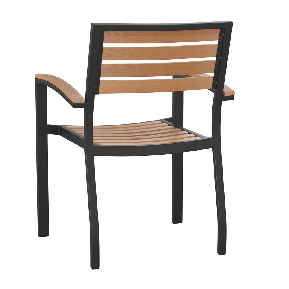 Outdoor Stackable Faux Teak Side Chair - Set of 2. Picture 7
