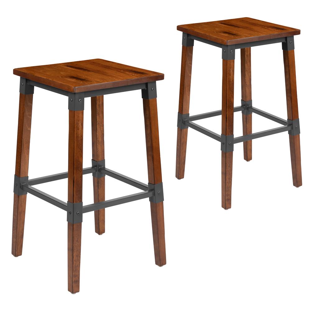 Set of 2 Commercial Grade Industrial Style Backless Dining Barstools. Picture 6