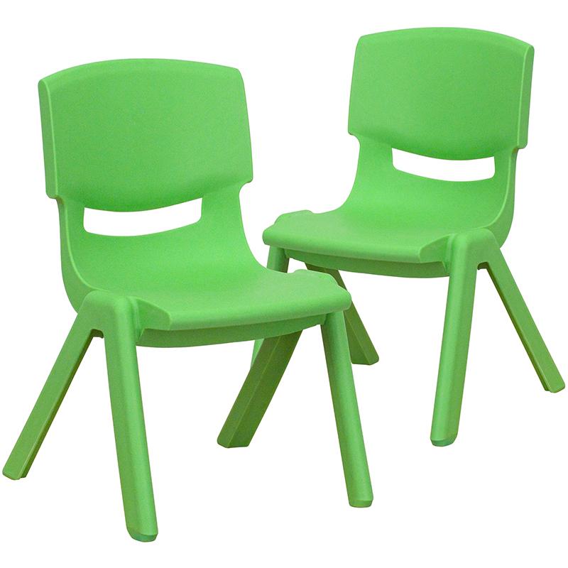 2 Pack Green Plastic Stackable School Chair with 10.5'' Seat Height. Picture 3