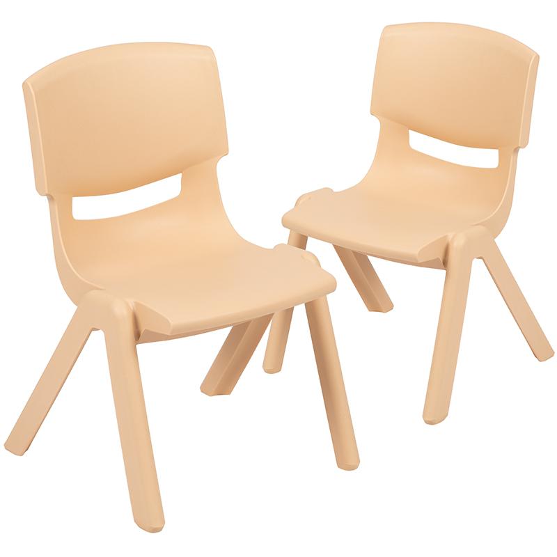 2 Pack Natural Plastic Stackable School Chair with 10.5" Seat Height. Picture 3