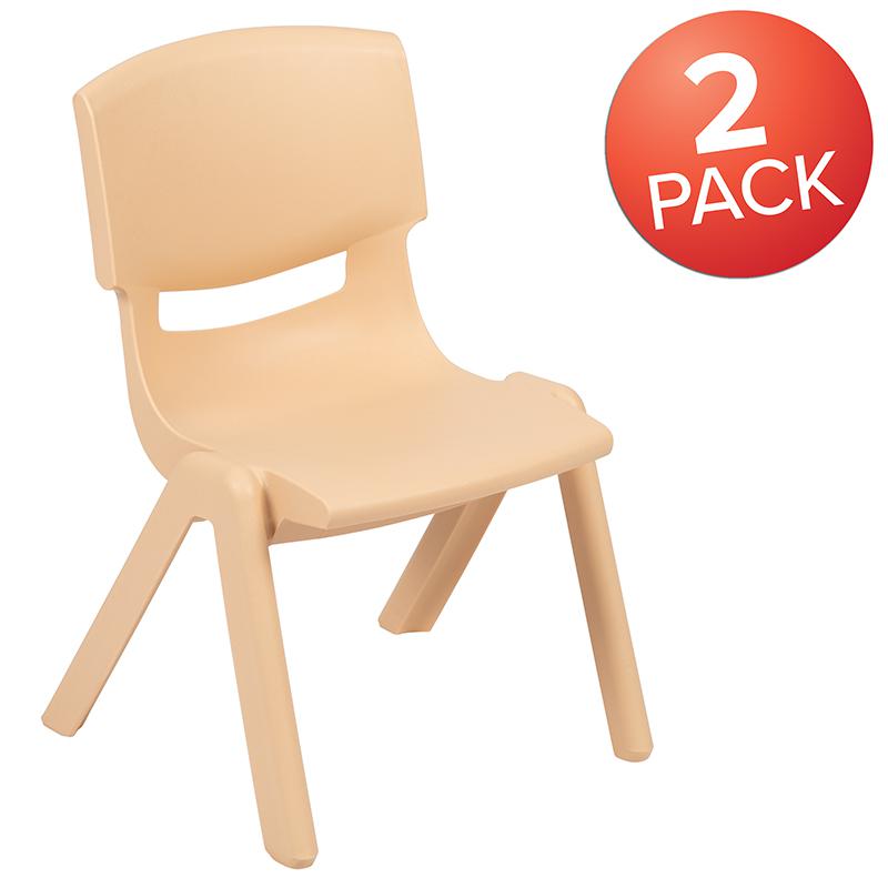 2 Pack Natural Plastic Stackable School Chair with 10.5" Seat Height. Picture 2