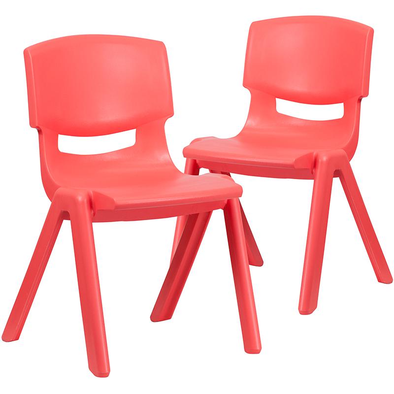 2 Pack Red Plastic Stackable School Chair with 15.5" Seat Height. Picture 3