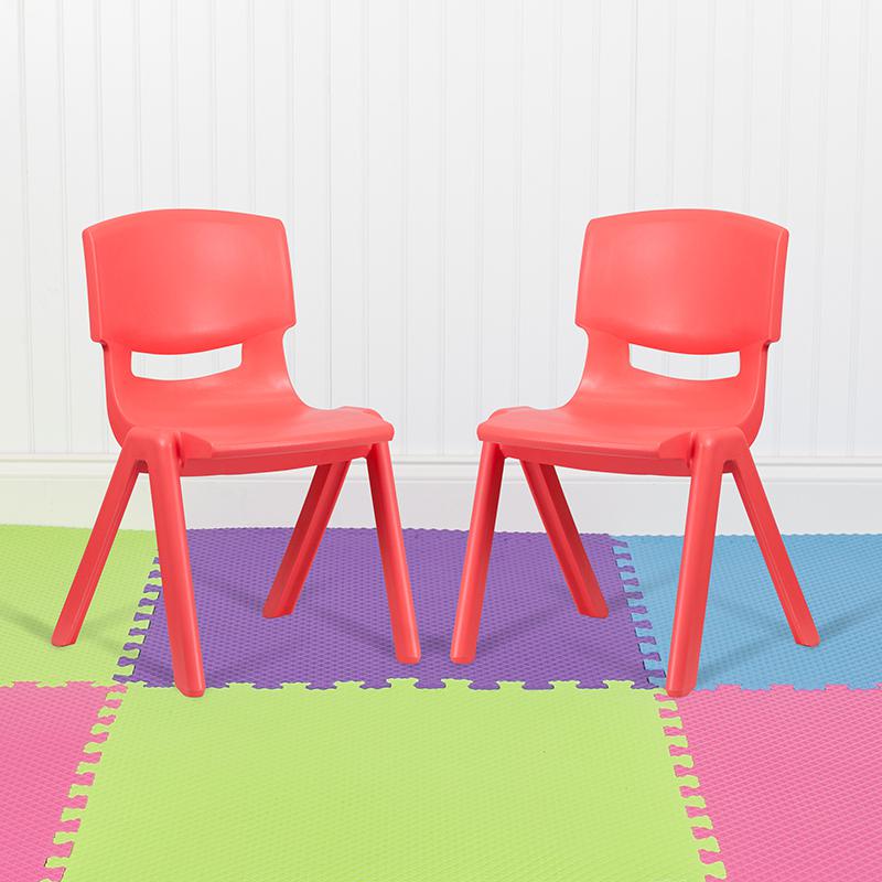 2 Pack Red Plastic Stackable School Chair with 15.5" Seat Height. Picture 2