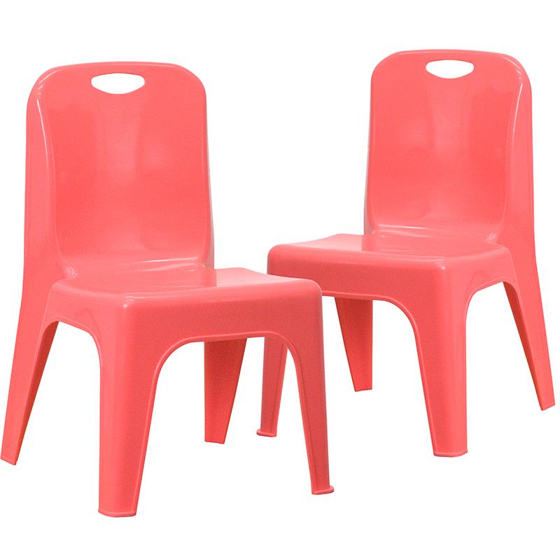 2 Pack Red Plastic Stackable School Chair with Carrying Handle. Picture 3