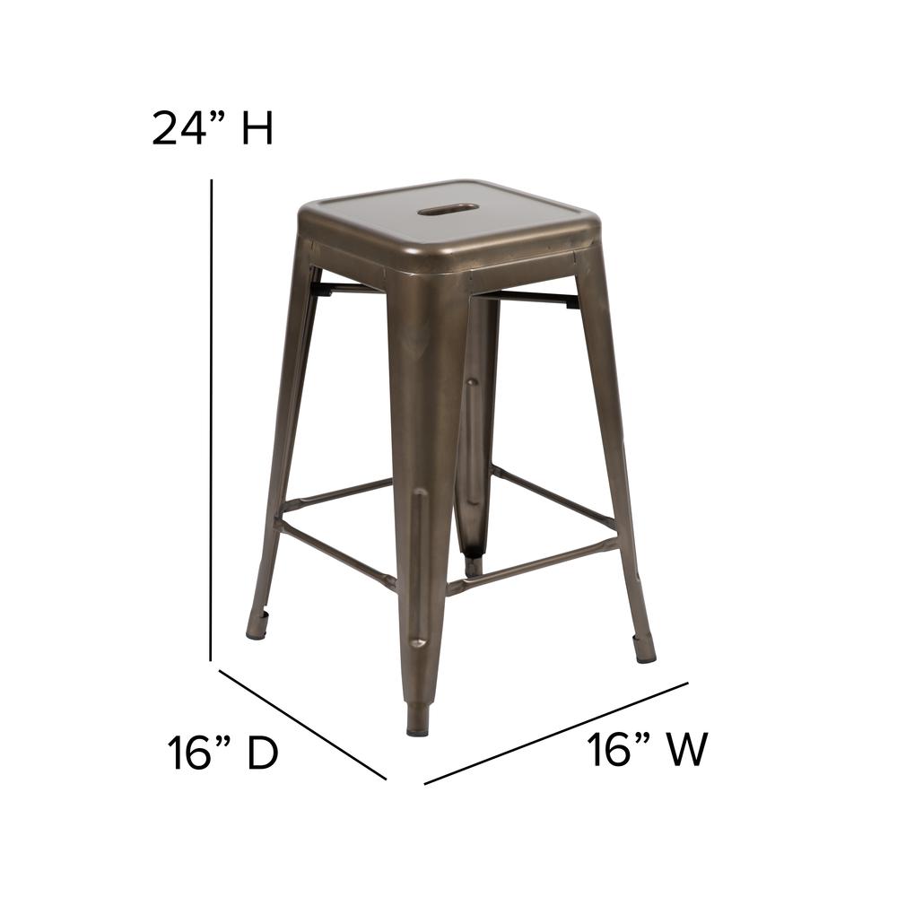 Modern Industrial Metal Counter Stool with Poly Resin Seat, Set of 4. Picture 8