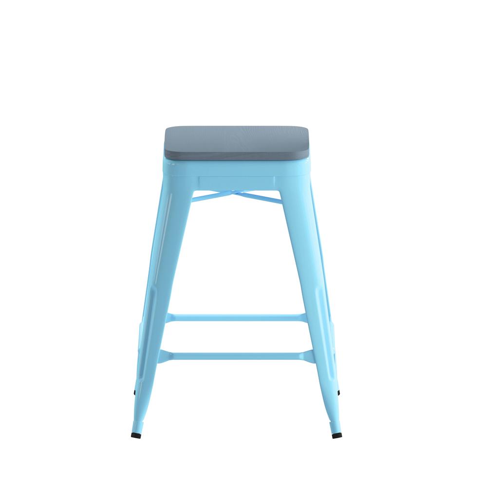 Modern Industrial Metal Counter Stool with Poly Resin Seat, Set of 4. Picture 1