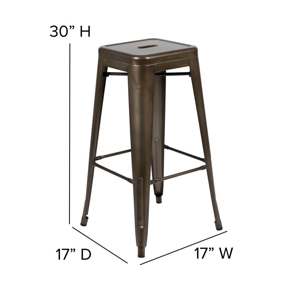 Modern Industrial Metal Bar Stool with Poly Resin Seat, Set of 4. Picture 8