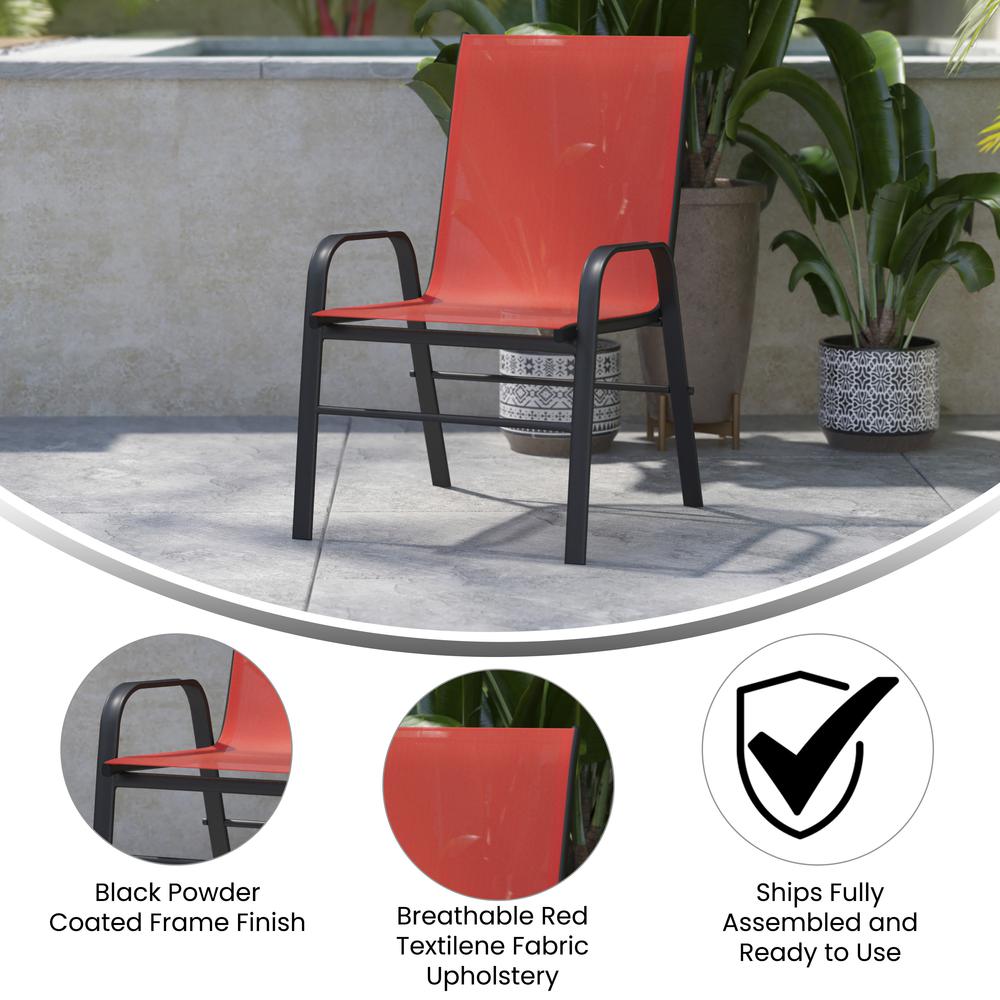 4PK Red Patio Stack Chair. Picture 8