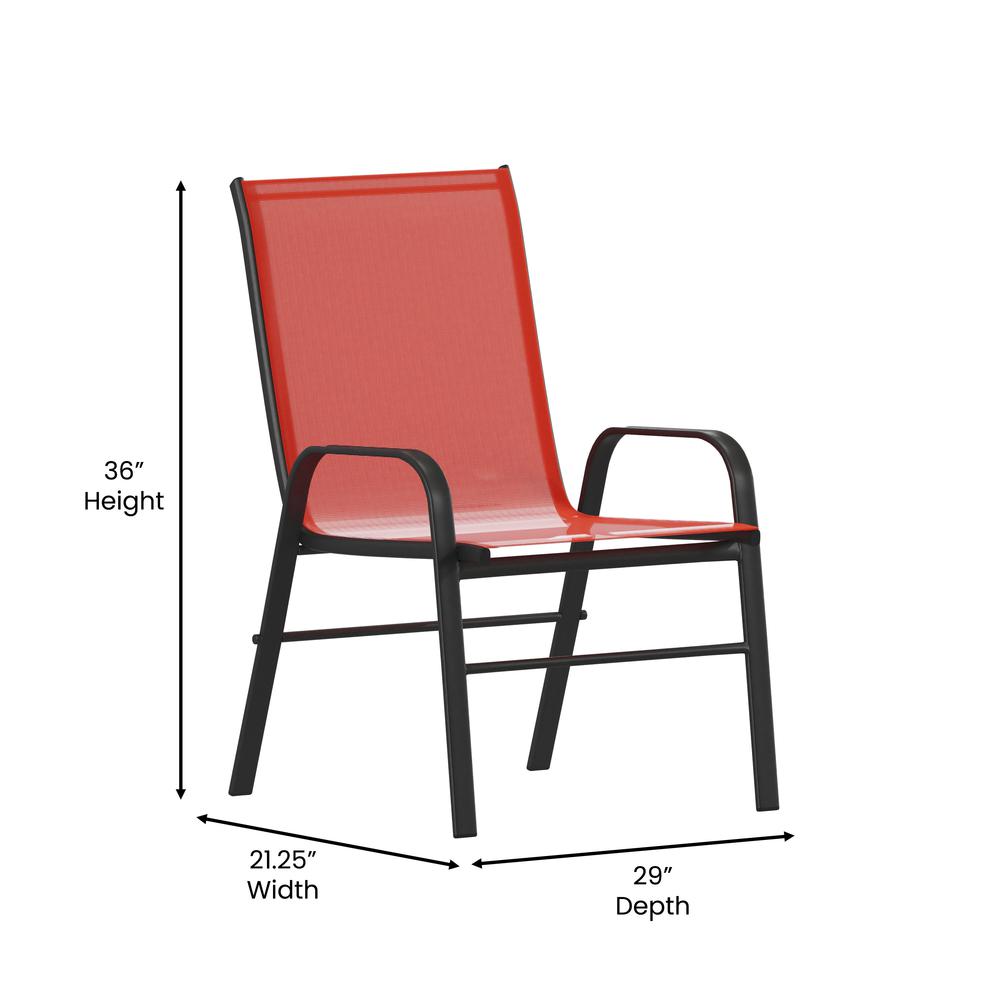 4PK Red Patio Stack Chair. Picture 9