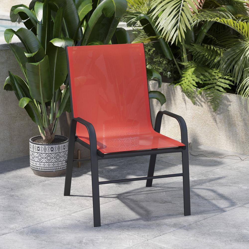 4PK Red Patio Stack Chair. Picture 4