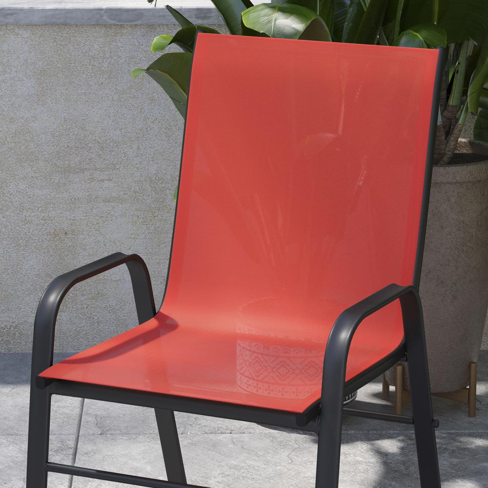 4PK Red Patio Stack Chair. Picture 5