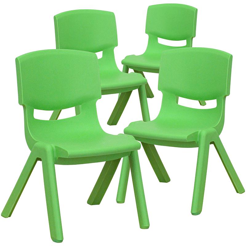 4 Pack Green Plastic Stackable School Chair with 10.5'' Seat Height. Picture 3
