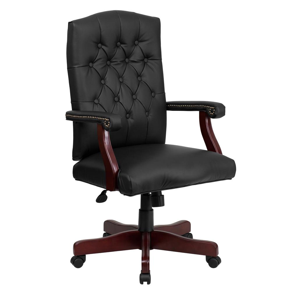 Martha Washington Black LeatherSoft Executive Swivel Office Chair with Arms. The main picture.