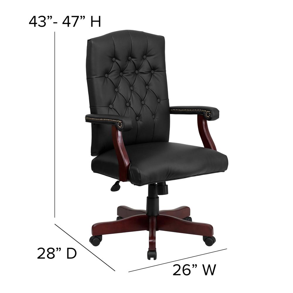 Martha Washington Black LeatherSoft Executive Swivel Office Chair with Arms. Picture 2