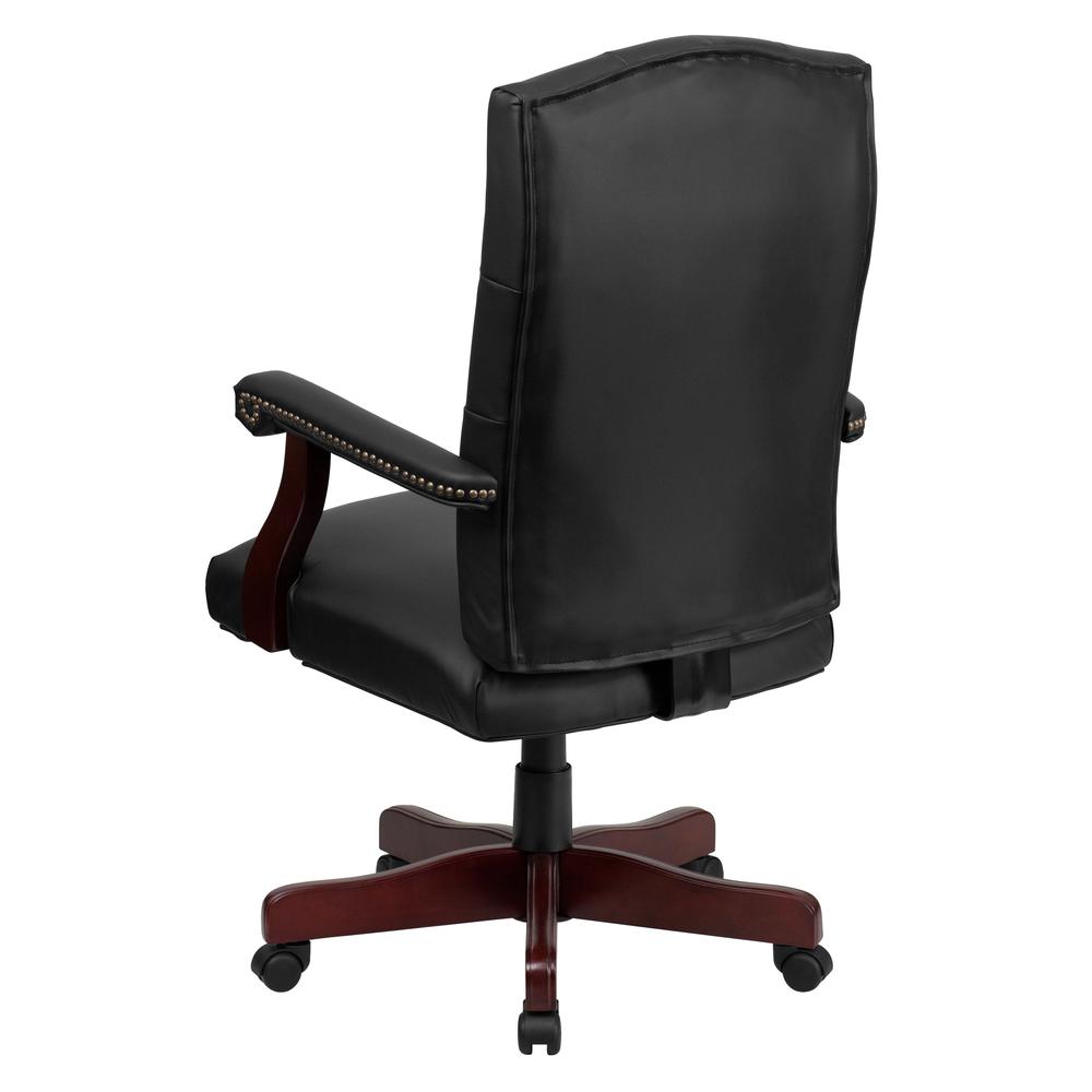 Martha Washington Black LeatherSoft Executive Swivel Office Chair with Arms. Picture 4