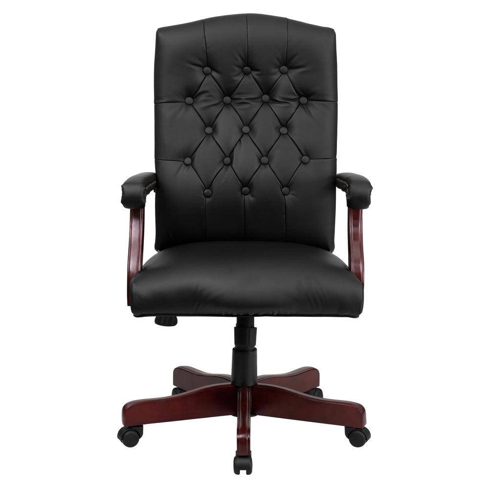 Martha Washington Black LeatherSoft Executive Swivel Office Chair with Arms. Picture 5
