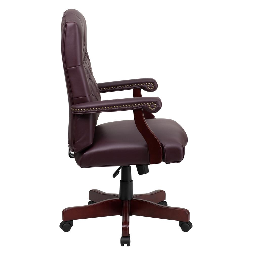 Martha Washington Burgundy LeatherSoft Executive Swivel Office Chair with Arms. Picture 2