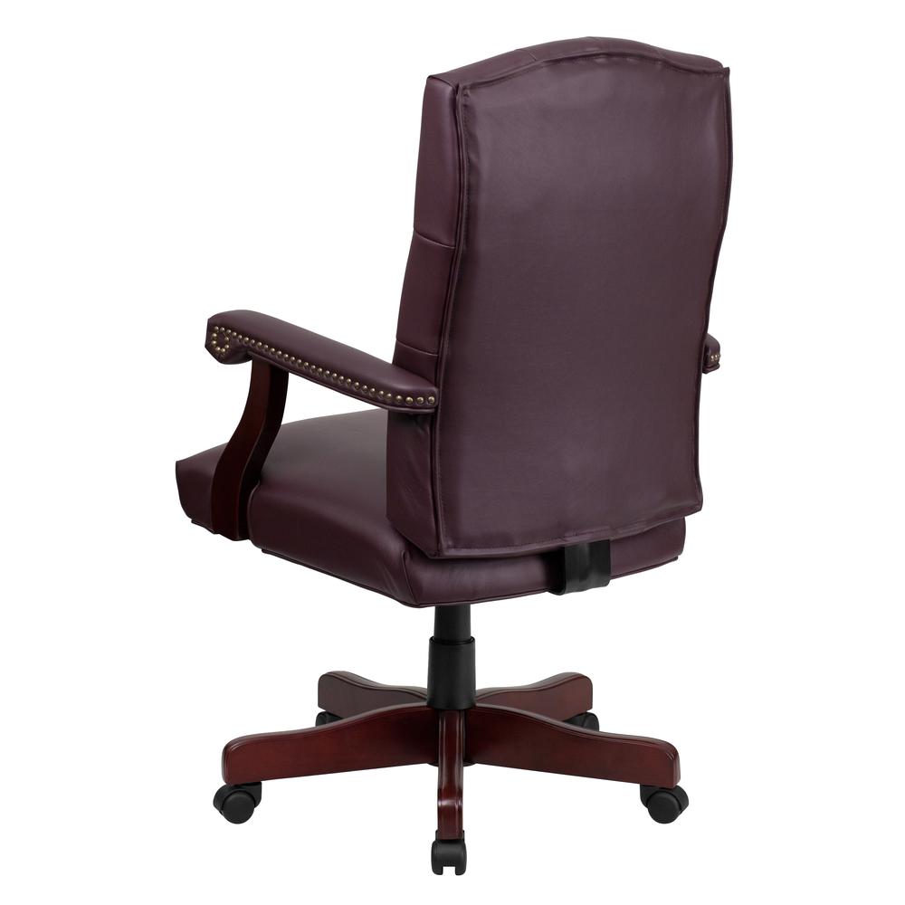 Martha Washington Burgundy LeatherSoft Executive Swivel Office Chair with Arms. Picture 3