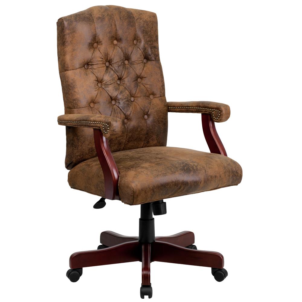 Bomber Brown Classic Executive Swivel Office Chair with Arms. The main picture.