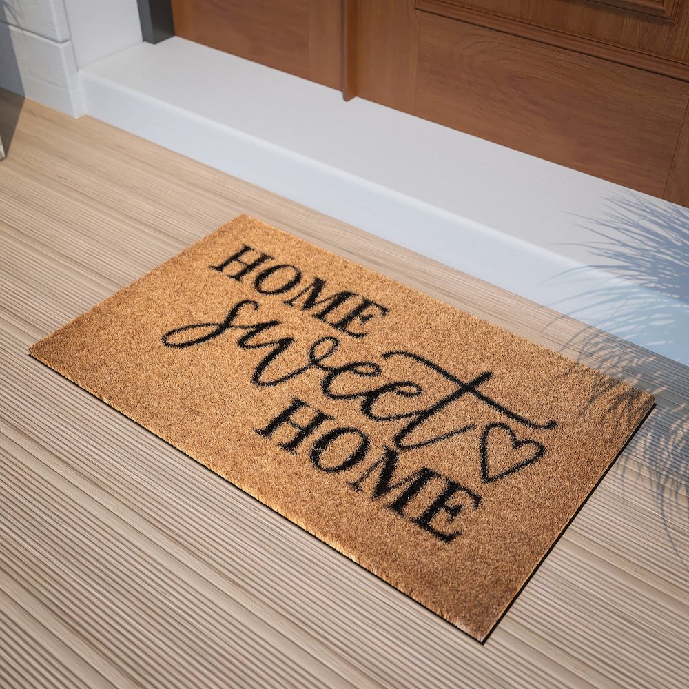 18" x 30" Natural Coir Doormat with Black Home Sweet Home Message. Picture 4