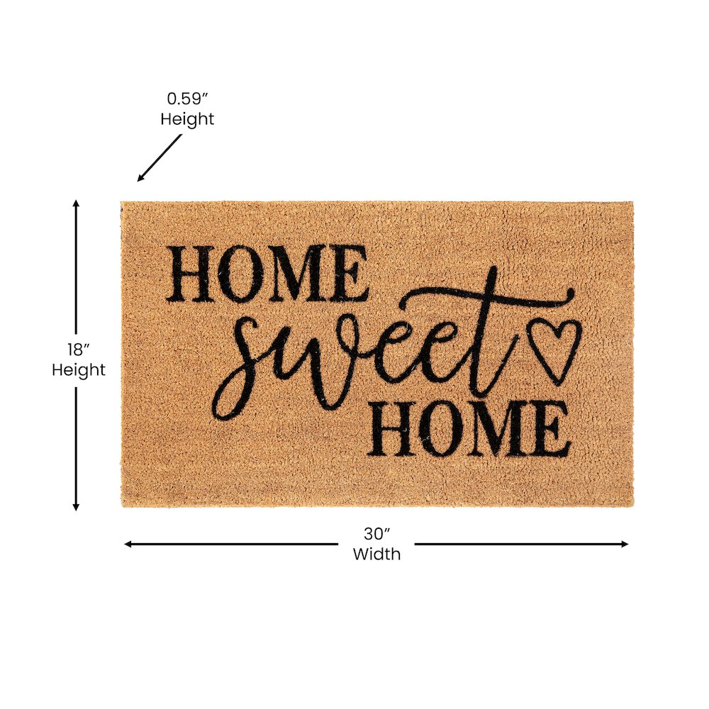 18" x 30" Natural Coir Doormat with Black Home Sweet Home Message. Picture 6