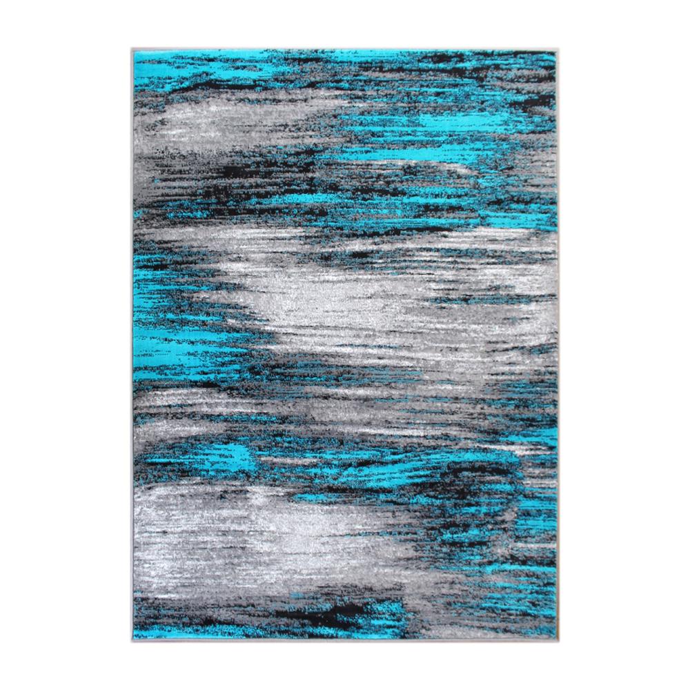 6' x 9' Turquoise Abstract Area Rug-Olefin Rug. Picture 1